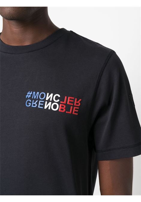 navy blue cotton Mountain logo-print T-Shirt  MONCLER GRENOBLE | 8C000-03-83927773