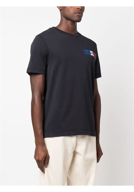 navy blue cotton Mountain logo-print T-Shirt  MONCLER GRENOBLE | 8C000-03-83927773