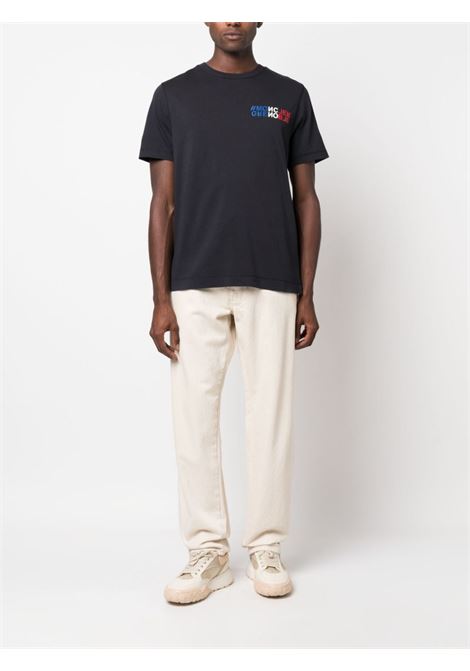 navy blue cotton Mountain logo-print T-Shirt  MONCLER GRENOBLE | 8C000-03-83927773