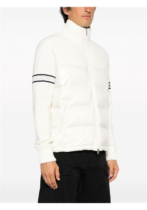 Cardigan bianco in lana con pannelli imbottiti in piuma MONCLER | 9B000-16-M1121034