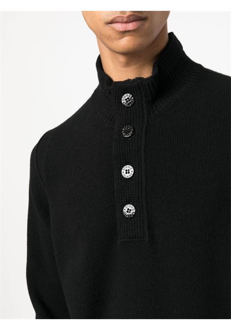 Maglia nera abbottonata in lana con collo alto STONE ISLAND | 7915540A3A0029