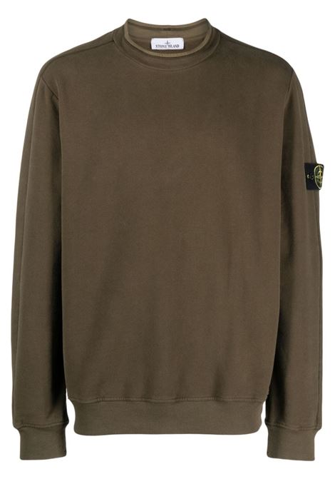 Felpa in cotone verde oliva girocollo STONE ISLAND | 791561352V0058