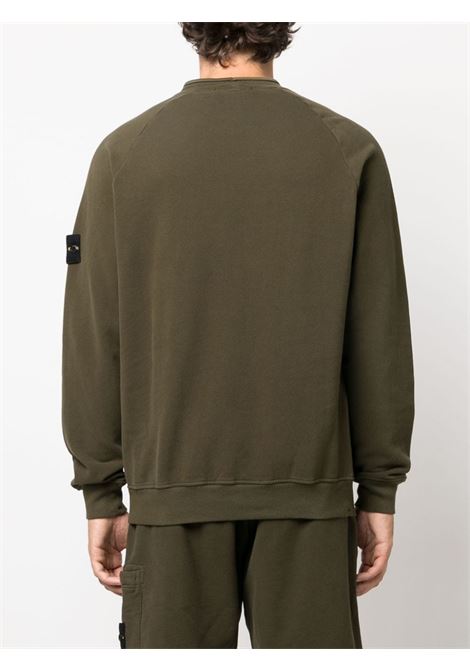 Felpa in cotone verde oliva girocollo STONE ISLAND | 791561352V0058