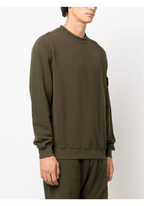 Felpa in cotone verde oliva girocollo STONE ISLAND | 791561352V0058