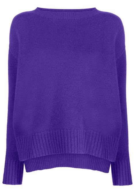 electric purple merino wool Bianca boat-neck knitwear  VANISE' | V24513-BIANCAMIRTILLO