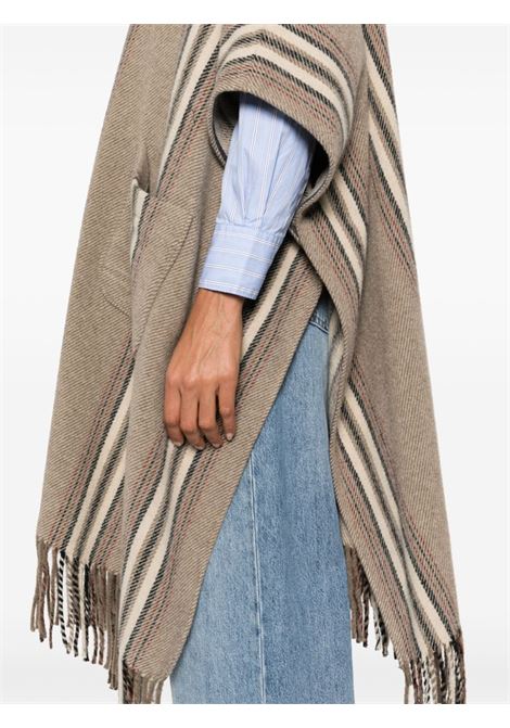 Poncho taupe in misto lana infeltrito DIEGA | PONCIO-95211