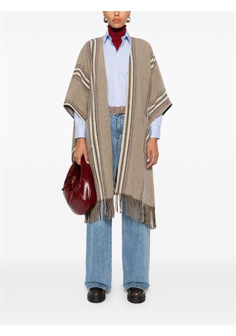 Poncho taupe in misto lana infeltrito DIEGA | PONCIO-95211