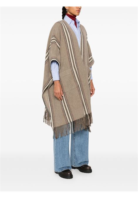 Poncho taupe in misto lana infeltrito DIEGA | PONCIO-95211