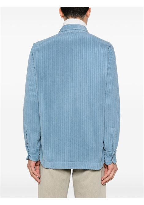Giacca modello camicia ceruleo in cotone con texture in ciniglia TINTORIA MATTEI | RQ7-TSTUB3