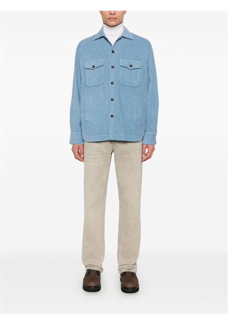 Giacca modello camicia ceruleo in cotone con texture in ciniglia TINTORIA MATTEI | RQ7-TSTUB3
