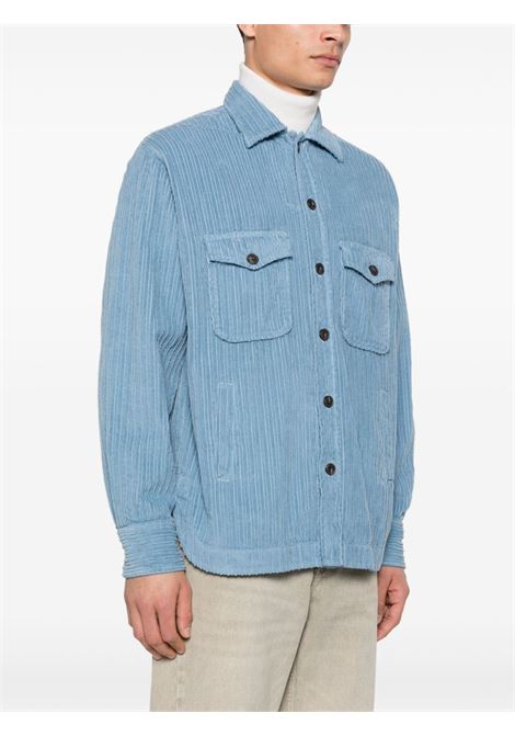 Giacca modello camicia ceruleo in cotone con texture in ciniglia TINTORIA MATTEI | RQ7-TSTUB3