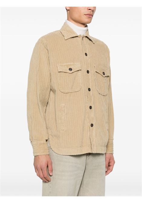 Giacca modello camicia beige in cotone con texture in ciniglia TINTORIA MATTEI | RQ7-TSTUS4