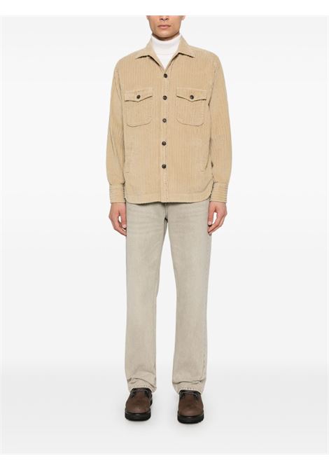 Giacca modello camicia beige in cotone con texture in ciniglia TINTORIA MATTEI | RQ7-TSTUS4