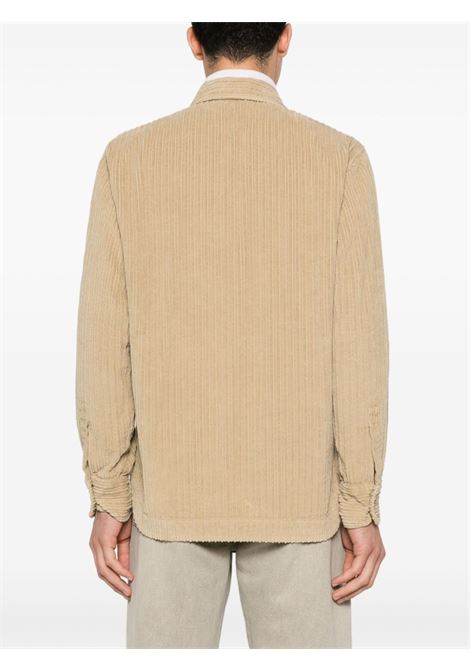 Giacca modello camicia beige in cotone con texture in ciniglia TINTORIA MATTEI | RQ7-TSTUS4