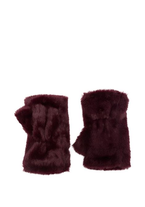 Bordeaux faux fur fingerless gloves ALPO | MANICOTTO ECOBURGUNDY