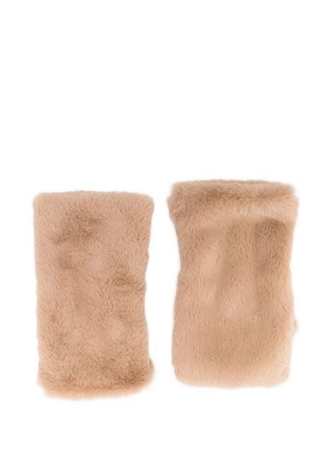 Camel faux fur fingerless gloves ALPO | MANICOTTO ECOCAMEL