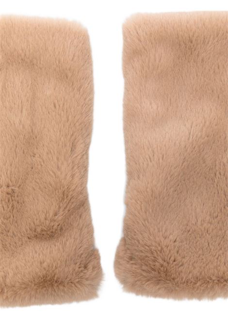 Camel faux fur fingerless gloves ALPO | MANICOTTO ECOCAMEL