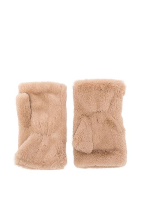 Camel faux fur fingerless gloves ALPO | MANICOTTO ECOCAMEL