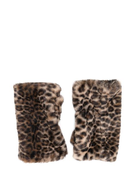 Leopard print faux fur fingerless gloves ALPO | MANICOTTO ECOLEO