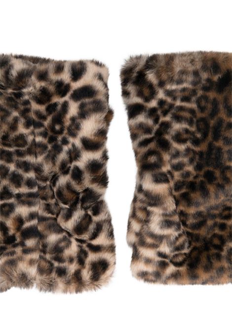Leopard print faux fur fingerless gloves ALPO | MANICOTTO ECOLEO