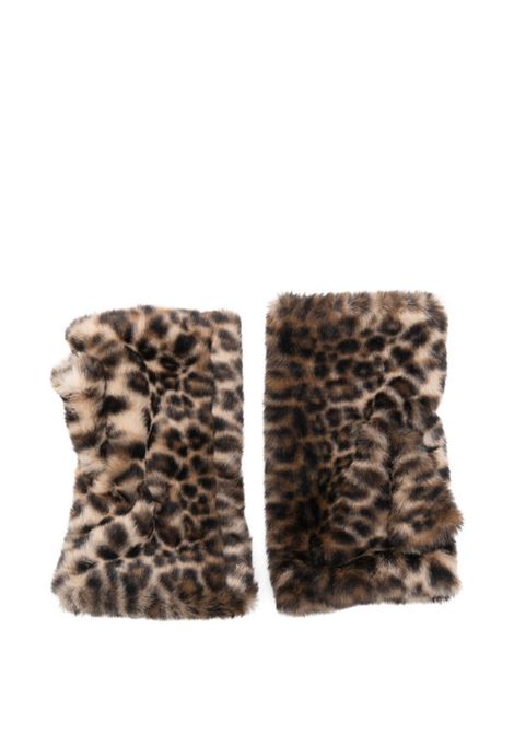 Leopard print faux fur fingerless gloves ALPO | MANICOTTO ECOLEO