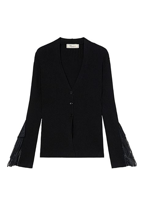 Cardigan a costine nero BLUMARINE | 2M622AN0990
