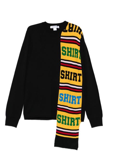 Maglione nero con applicazione sciarpa COMME DES GARCONS SHIRT | FP-N003-W251
