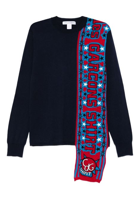 Maglione blu con applicazione sciarpa COMME DES GARCONS SHIRT | FP-N004-W252
