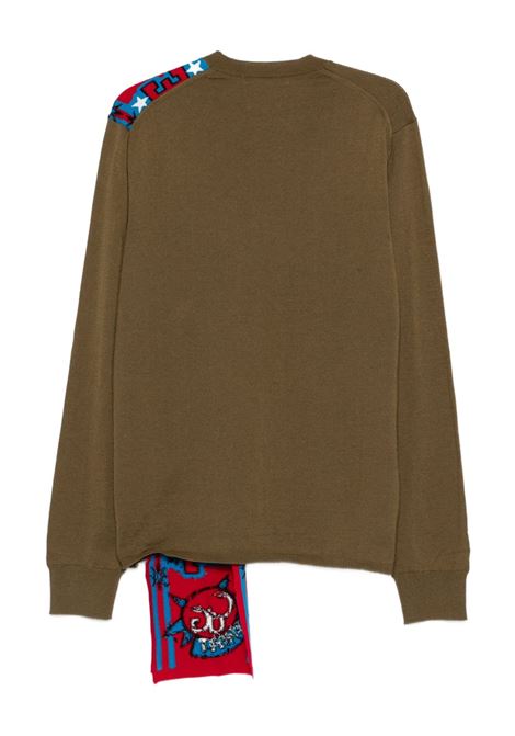 Maglione kaki con applicazione sciarpa COMME DES GARCONS SHIRT | FP-N004-W254