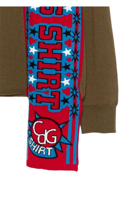 Maglione kaki con applicazione sciarpa COMME DES GARCONS SHIRT | FP-N004-W254