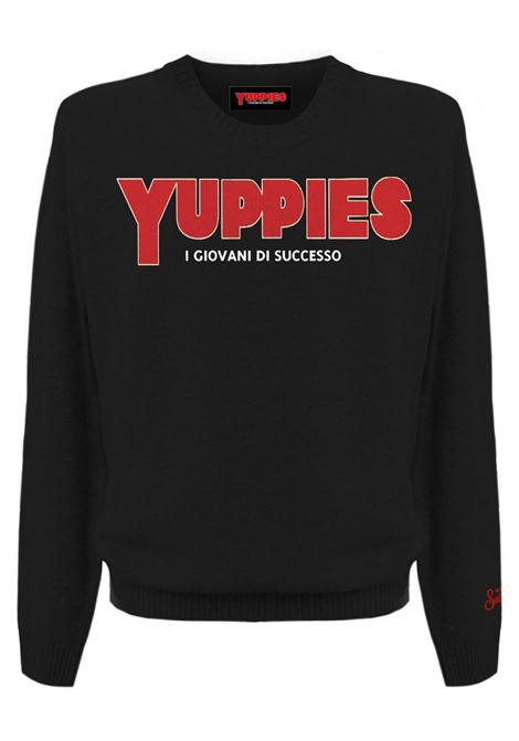 Black wool crew neck sweater MC2 | HERON LIGHT-YUPPIES00 EMB