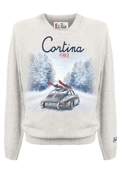 Cream wool crew neck sweater MC2 | HERON PRINT-CORTINA ROAD10 EMB