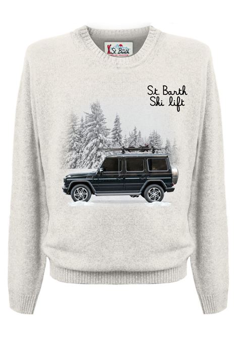 Cream wool crew neck sweater MC2 | HERON PRINT-SB SKI LIFT10 EMB