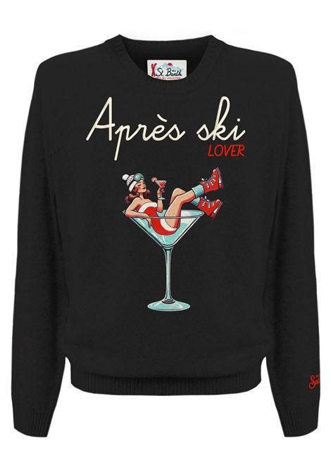 Black wool crew neck sweater MC2 | HERON-APRES GIRL GLASS00 EMB