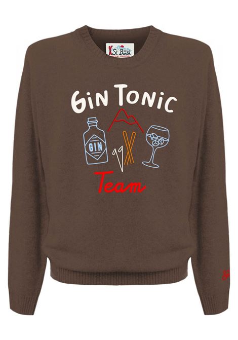 Brown wool crew neck sweater MC2 | HERON-GIN TONIC LINE18 EMB