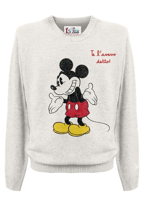 Cream wool crew neck sweater MC2 | HERON-MICKEY DETTO10 EMB