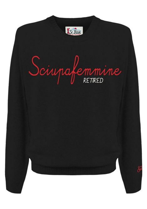 Black wool crew neck sweater MC2 | HERON-SCIUPAFEMMINE RET00 EMB