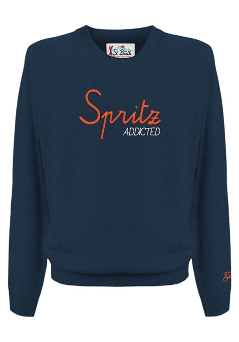 Blue wool crew neck sweater MC2 | HERON-SPRITZ ADD61 EMB