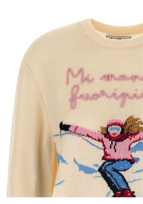 Maglione girocollo lana panna MC2 | NEW QUEEN C-MANDI FUORIPISTA10 EMB