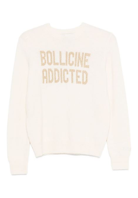 Cream wool sweater with Bollicine Addicted embroidery MC2 | NEW QUEEN-BOLLICINE ADD10