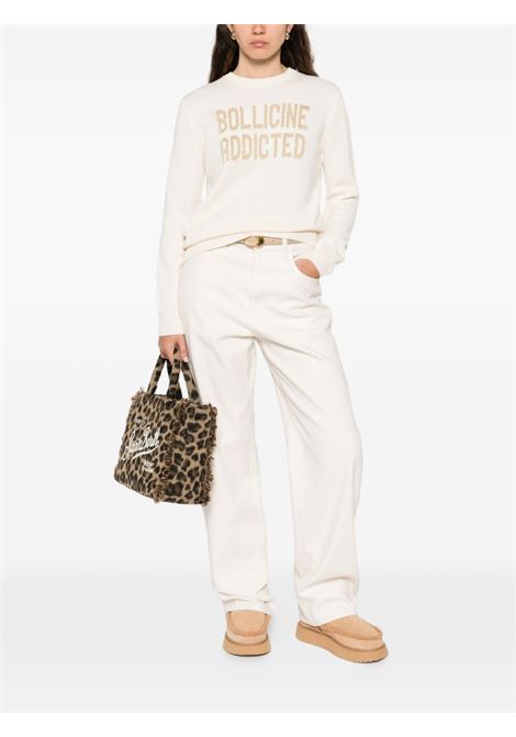 Cream wool sweater with Bollicine Addicted embroidery MC2 | NEW QUEEN-BOLLICINE ADD10