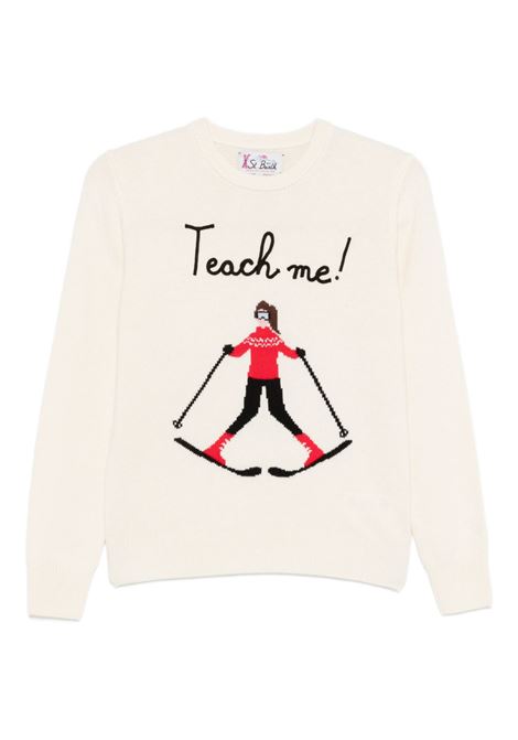 Maglione girocollo lana panna MC2 | NEW QUEEN-TEACH ME10 EMB