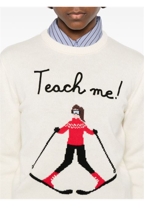 Maglione girocollo lana panna MC2 | NEW QUEEN-TEACH ME10 EMB