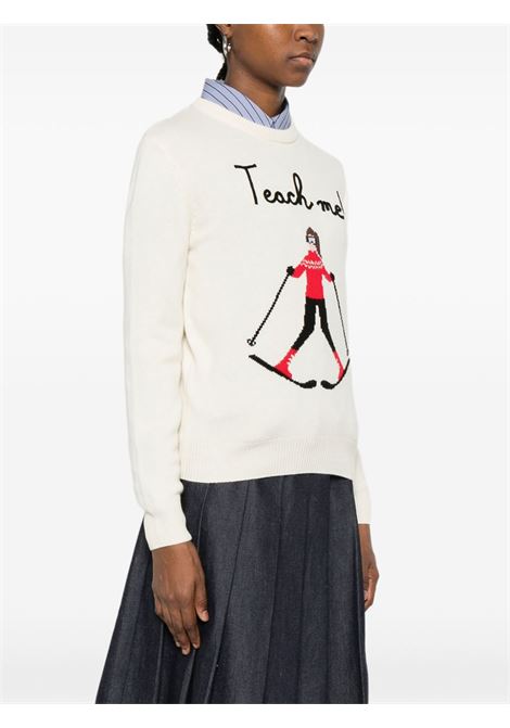 Maglione girocollo lana panna MC2 | NEW QUEEN-TEACH ME10 EMB