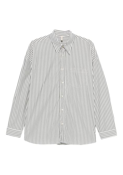 Camicia in cotone a righe bianco grigio SUNFLOWER | 1272-STABLE SHIRTANTRACITE