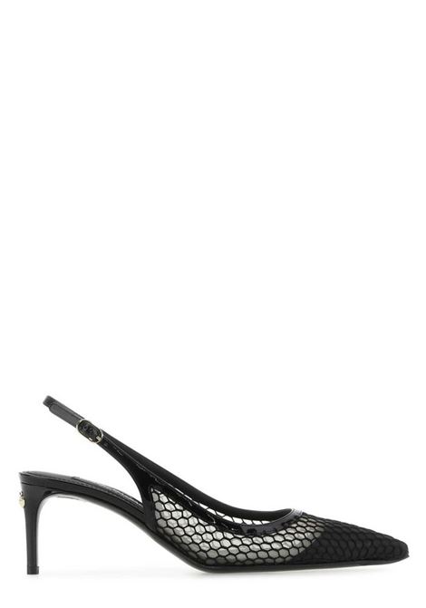 Décolleté a punta in pelle di vitello nera con dettaglio a rete DOLCE & GABBANA | CG0632-AG8838B956