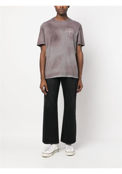 T-shirt in cotone grigio e viola scuro con stampa tie-dye effetto mélange GOLDEN GOOSE | GMP01220-P00102560413