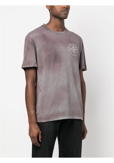 T-shirt in cotone grigio e viola scuro con stampa tie-dye effetto mélange GOLDEN GOOSE | GMP01220-P00102560413