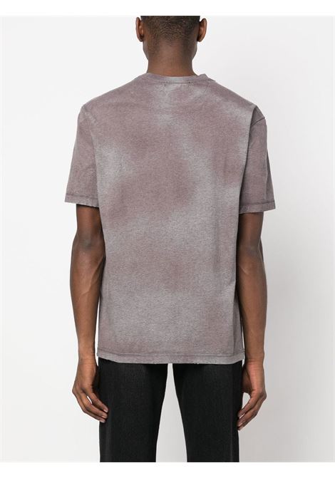 T-shirt in cotone grigio e viola scuro con stampa tie-dye effetto mélange GOLDEN GOOSE | GMP01220-P00102560413