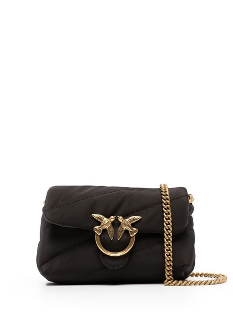 black calf leather recycled nylon quilted finish Love Micro Puff bag  PINKO | 100041-A0MTZ99Q